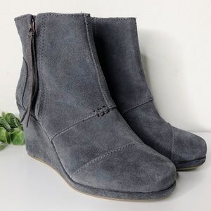 Toms Charcoal Suede Ankle Booties